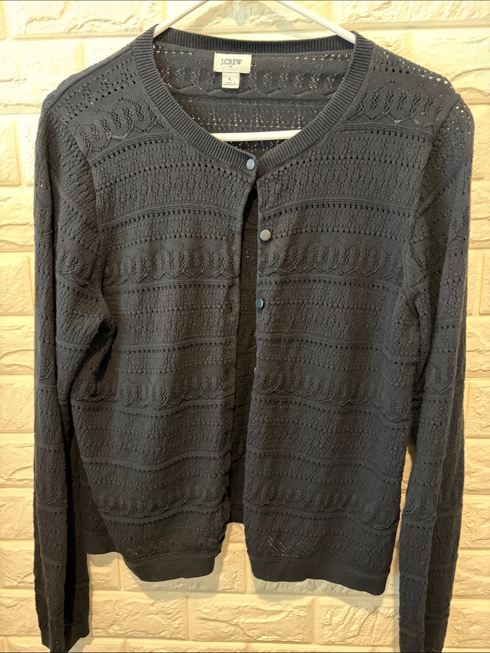 J. Crew Black Eyelet Button Cardigan
